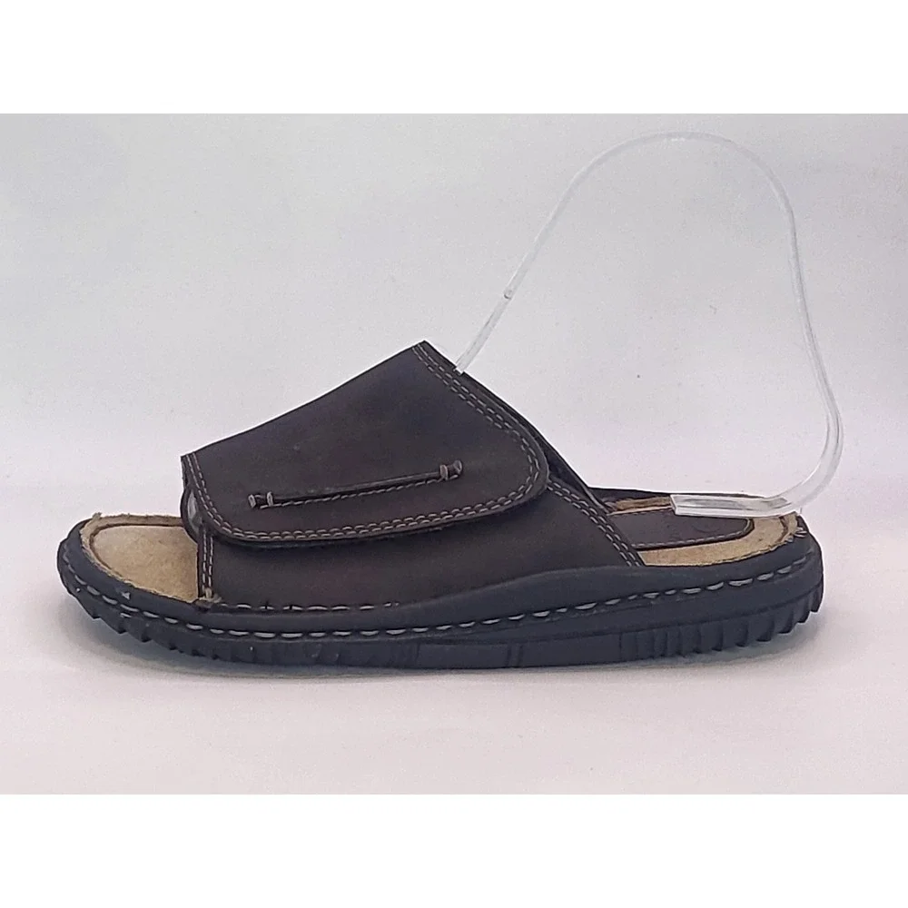 VTG Gotcha Kids Brown Leather Slide Sandals Youth Size 3 Beach Surfer Flip Flops